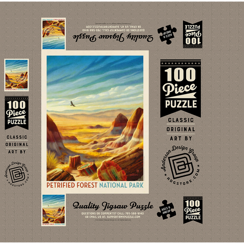 Petrified Forest National Park: Windswept Wonders, Vintage Poster 100 Jigsaw Puzzle box 3D Modell