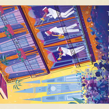New Orleans: Dancing In The Street (Mod Design), Vintage Poster 1000 Jigsaw Puzzle 3D Modell