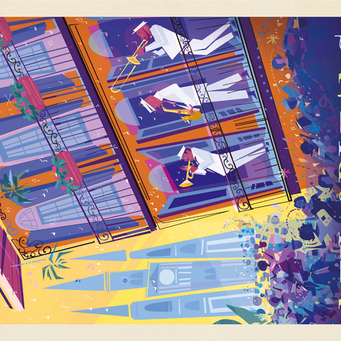 New Orleans: Dancing In The Street (Mod Design), Vintage Poster 1000 Jigsaw Puzzle 3D Modell