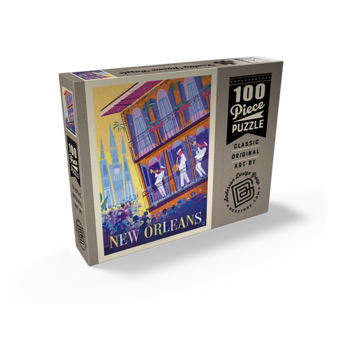 New Orleans: Dancing In The Street (Mod Design), Vintage Poster 100 Jigsaw Puzzle box view2
