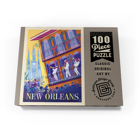 New Orleans: Dancing In The Street (Mod Design), Vintage Poster 100 Jigsaw Puzzle box view3
