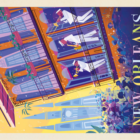 New Orleans: Dancing In The Street (Mod Design), Vintage Poster 100 Jigsaw Puzzle 3D Modell