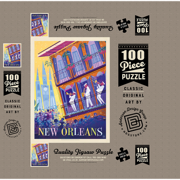 New Orleans: Dancing In The Street (Mod Design), Vintage Poster 100 Jigsaw Puzzle box 3D Modell