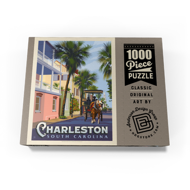 Charleston, SC: Street Scene, Vintage Poster 1000 Jigsaw Puzzle box view3
