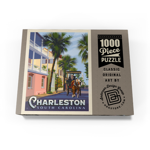 Charleston, SC: Street Scene, Vintage Poster 1000 Jigsaw Puzzle box view3