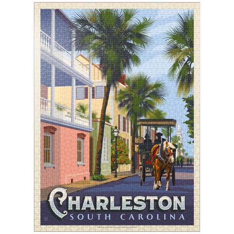 puzzleplate Charleston, SC: Street Scene, Vintage Poster 1000 Jigsaw Puzzle