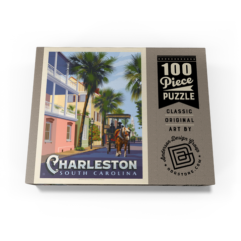 Charleston, SC: Street Scene, Vintage Poster 100 Jigsaw Puzzle box view3