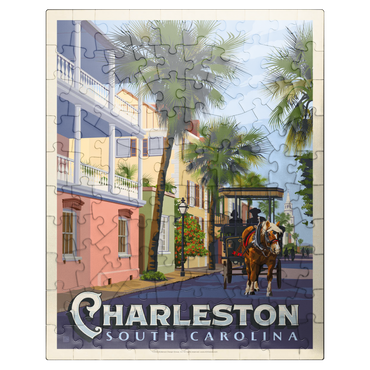 puzzleplate Charleston, SC: Street Scene, Vintage Poster 100 Jigsaw Puzzle