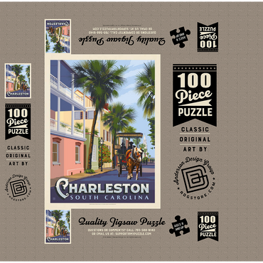 Charleston, SC: Street Scene, Vintage Poster 100 Jigsaw Puzzle box 3D Modell