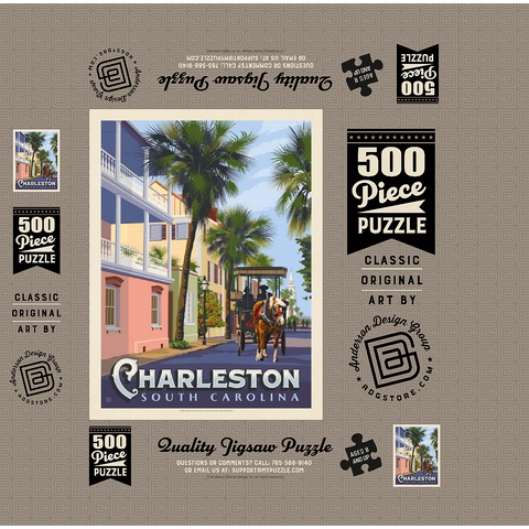 Charleston, SC: Street Scene, Vintage Poster 500 Jigsaw Puzzle box 3D Modell