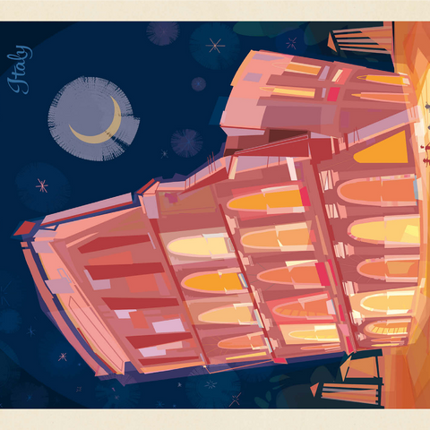 Italy, Rome: Colosseum (Mod Design), Vintage Poster 1000 Jigsaw Puzzle 3D Modell