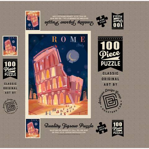 Italy, Rome: Colosseum (Mod Design), Vintage Poster 100 Jigsaw Puzzle box 3D Modell