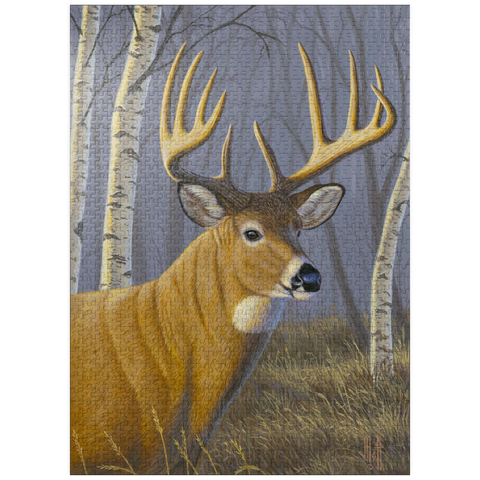 puzzleplate Majestic White-Tailed Deer in Birch Forest 1000 Jigsaw Puzzle