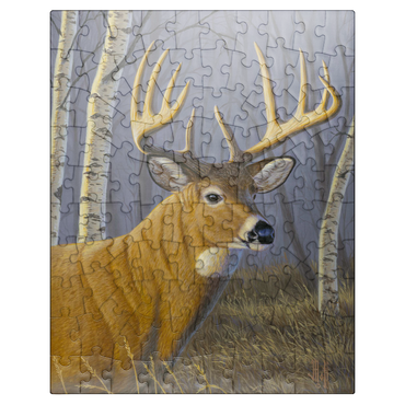 puzzleplate Majestic White-Tailed Deer in Birch Forest 100 Jigsaw Puzzle