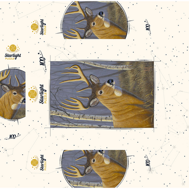 Majestic White-Tailed Deer in Birch Forest 100 Jigsaw Puzzle box 3D Modell