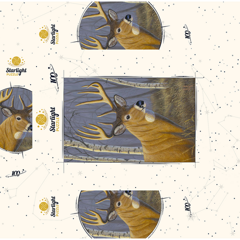 Majestic White-Tailed Deer in Birch Forest 100 Jigsaw Puzzle box 3D Modell