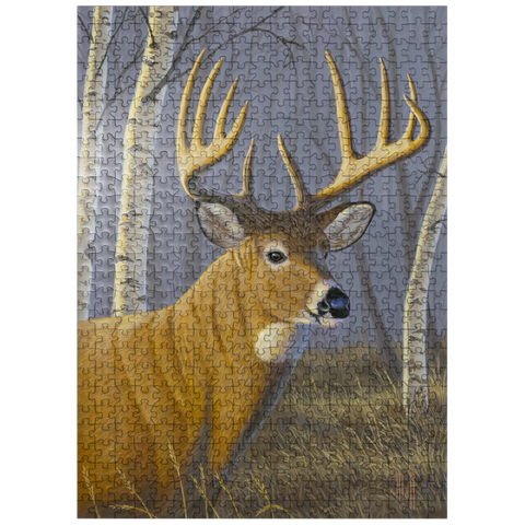 puzzleplate Majestic White-Tailed Deer in Birch Forest 500 Jigsaw Puzzle