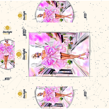 Glamorous Fashion Illustration with Pink Bow 1000 Jigsaw Puzzle box 3D Modell