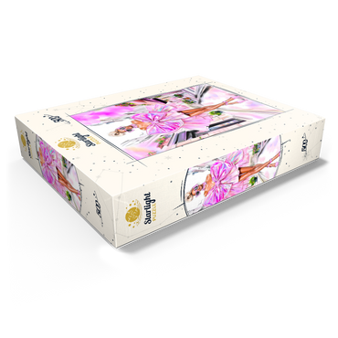 Glamorous Fashion Illustration with Pink Bow 500 Jigsaw Puzzle box view1