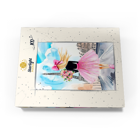 Romantic Parisian Scene with Eiffel Tower 100 Jigsaw Puzzle box view3