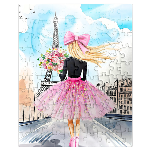 puzzleplate Romantic Parisian Scene with Eiffel Tower 100 Jigsaw Puzzle