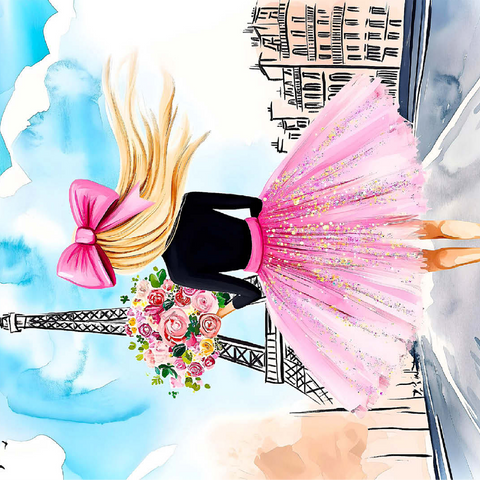 Romantic Parisian Scene with Eiffel Tower 100 Jigsaw Puzzle 3D Modell