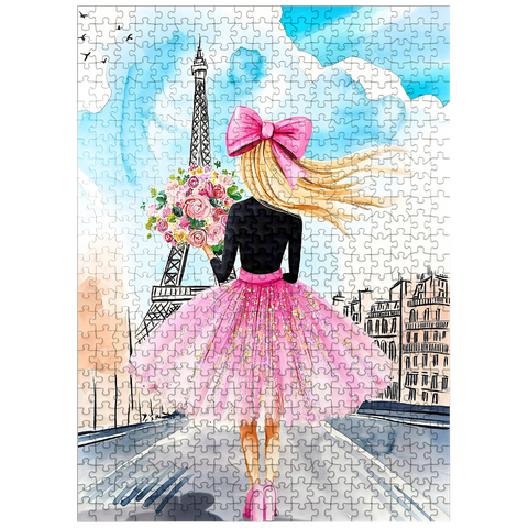 puzzleplate Romantic Parisian Scene with Eiffel Tower 500 Jigsaw Puzzle