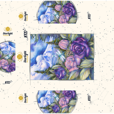 Dragonflies with Roses and Mountain View 1000 Jigsaw Puzzle box 3D Modell