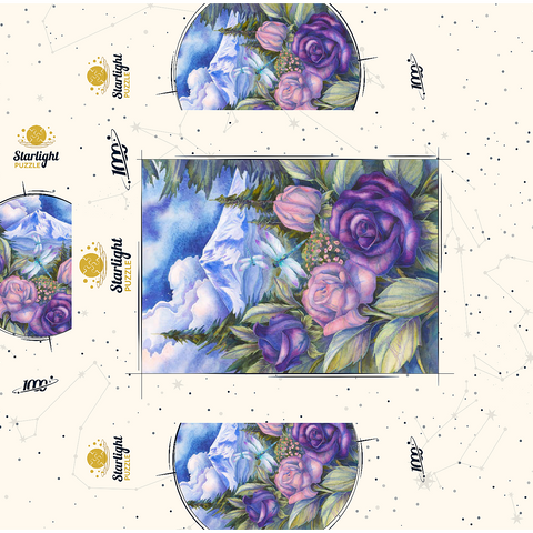 Dragonflies with Roses and Mountain View 1000 Jigsaw Puzzle box 3D Modell