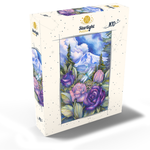 Dragonflies with Roses and Mountain View 100 Jigsaw Puzzle box view2