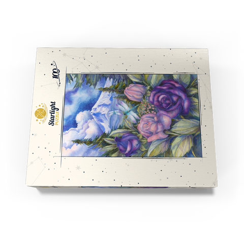 Dragonflies with Roses and Mountain View 100 Jigsaw Puzzle box view3