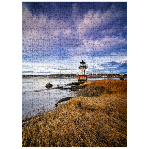 puzzleplate Low Tide on the Kennebec with Coastal Lighthouse 500 Jigsaw Puzzle
