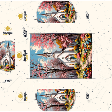 Charming Country Church in Spring Bloom 1000 Jigsaw Puzzle box 3D Modell