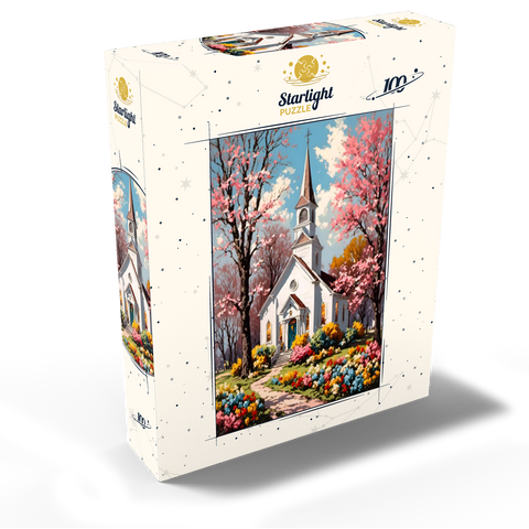 Charming Country Church in Spring Bloom 100 Jigsaw Puzzle box view2