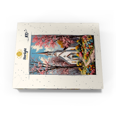 Charming Country Church in Spring Bloom 100 Jigsaw Puzzle box view3