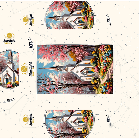 Charming Country Church in Spring Bloom 100 Jigsaw Puzzle box 3D Modell