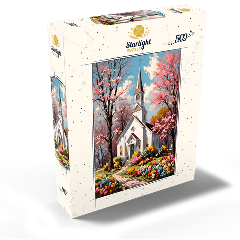 Charming Country Church in Spring Bloom 500 Jigsaw Puzzle box view2