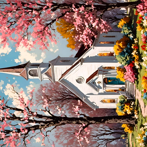 Charming Country Church in Spring Bloom 500 Jigsaw Puzzle 3D Modell