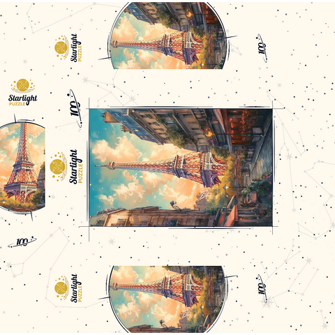 Eiffel Tower at Sunset in Paris 100 Jigsaw Puzzle box 3D Modell