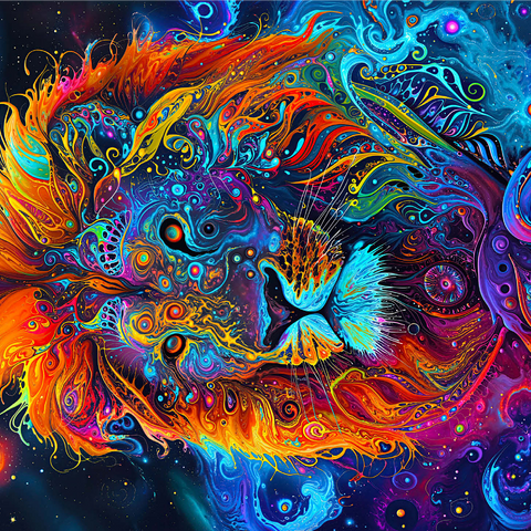 Cosmic Psychedelic Lion Portrait 1000 Jigsaw Puzzle 3D Modell
