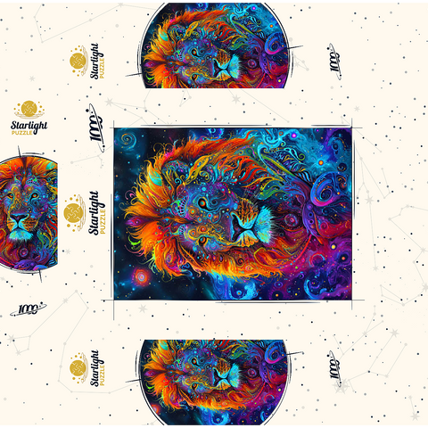 Cosmic Psychedelic Lion Portrait 1000 Jigsaw Puzzle box 3D Modell