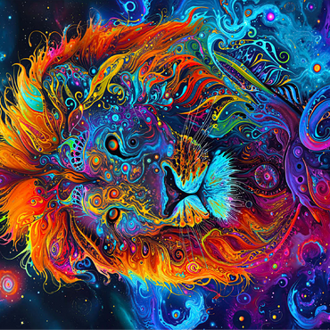 Cosmic Psychedelic Lion Portrait 100 Jigsaw Puzzle 3D Modell