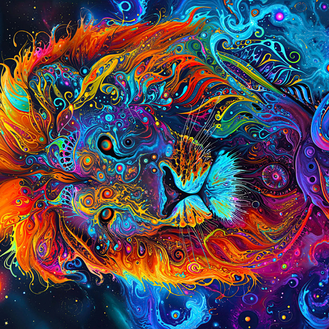 Cosmic Psychedelic Lion Portrait 500 Jigsaw Puzzle 3D Modell