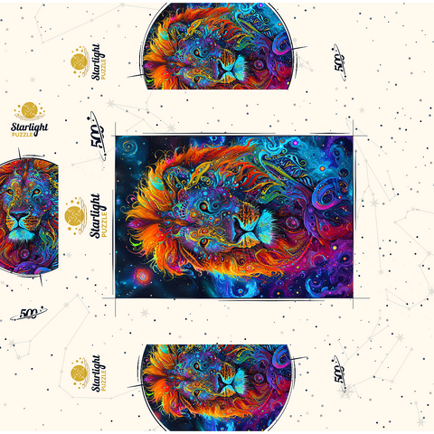 Cosmic Psychedelic Lion Portrait 500 Jigsaw Puzzle box 3D Modell