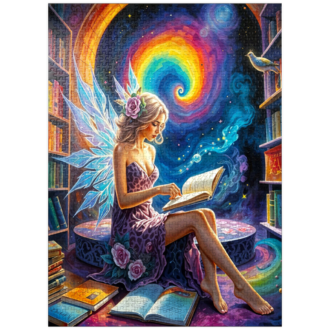 puzzleplate Enchanted Fairy Reading in Cosmic Library 1000 Jigsaw Puzzle