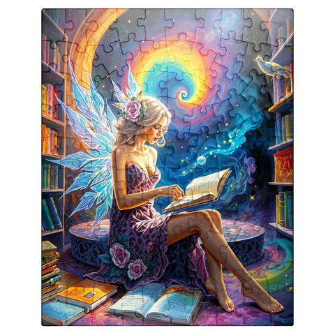 puzzleplate Enchanted Fairy Reading in Cosmic Library 100 Jigsaw Puzzle