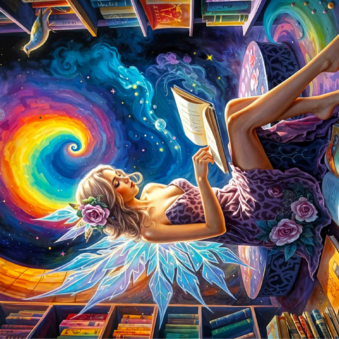 Enchanted Fairy Reading in Cosmic Library 100 Jigsaw Puzzle 3D Modell