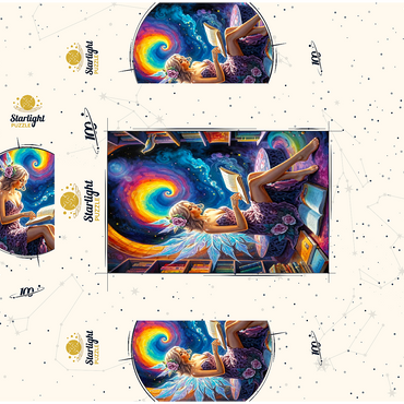 Enchanted Fairy Reading in Cosmic Library 100 Jigsaw Puzzle box 3D Modell