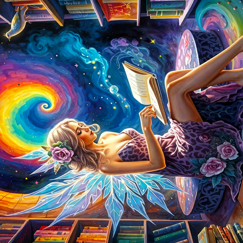 Enchanted Fairy Reading in Cosmic Library 500 Jigsaw Puzzle 3D Modell