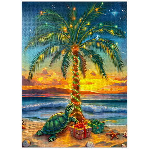 puzzleplate Tropical Holiday Sunset with Sea Turtle 1000 Jigsaw Puzzle